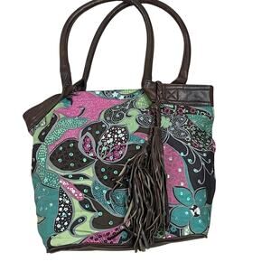 Bueno Boho Y2K  Floral Sequin Tote Shoulder Bag